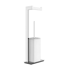 Gessi Rettangolo 20933#031 Стойка с держателем для туалетной бумаги и ершиком, напольная, цвет: хром/белый фото