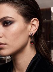 27085 -Серьги YSL в черном родаже с квадратной подвеской