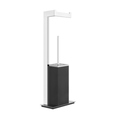 Gessi Rettangolo 20934#031 Стойка с держателем для туалетной бумаги и ершиком, напольная, цвет: хром/черный фото