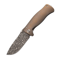 Фото Нож складной LionSteel SR1DI G, сталь дамаск, рукоять титан