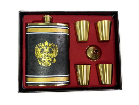 Фляга 9 унций 0.27л и 4 стаканчика, FL9-44N24B