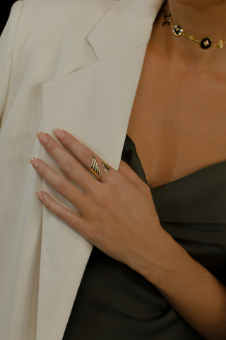 Кольцо Крылья, серебро 925, позолота 18k 2