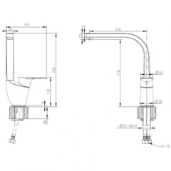 СМЕСИТЕЛЬ ДЛЯ КУХНИ С ВЫСОКИМ ПОВОРОТНЫМ ИЗЛИВОМ BRAVAT LINE F75299C-2