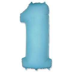 Фольгированная цифра 1, голубой
