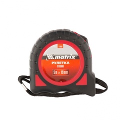 Рулетка 5 м х 19 мм, Strong, обрезиненный корпус, Matrix, 31080