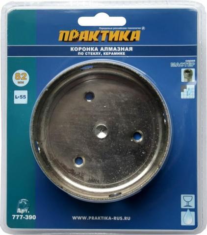 Коронка алмазная ПРАКТИКА  Мастер по стеклу и керамике  82 мм (777-390)