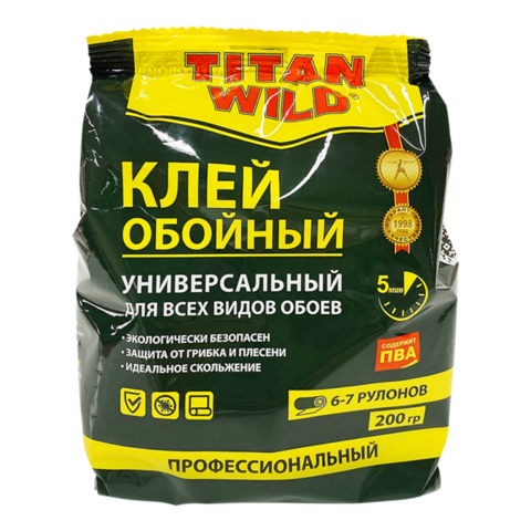 Клей обойный Titan Wild универсальный, 200г, пакет (TITAN WILD) TW-U-200