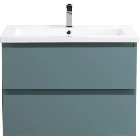 BelBagno KRAFT-750-2C-SO-AO База под раковину подвесная с фрезерованными ручками по всей длине фасада с двумя выкатн. ящ., Голубой Мат. 750x455x500