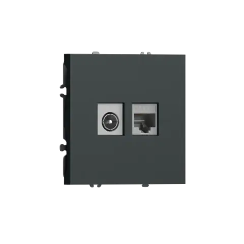 Розетка комбинированная RJ45/TV cat.6, ClassE-8/0-2400 МГц, черный графит DONEL S08