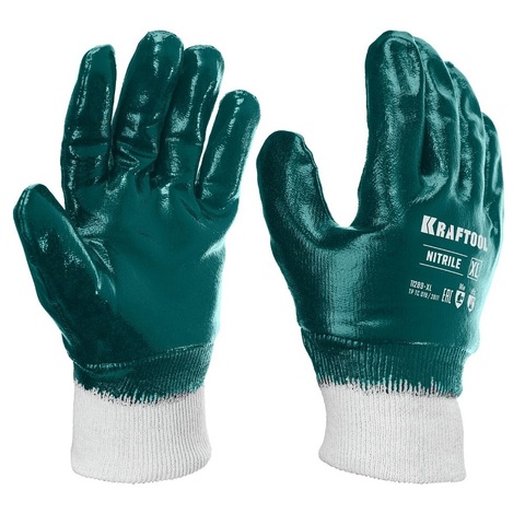 KRAFTOOL HYKRAFT Heavy Duty - особопрочные, XL (10), с манжетой, нитриловое покрытие, высокая защита от нефтепродуктов, перчатки (11289-XL)