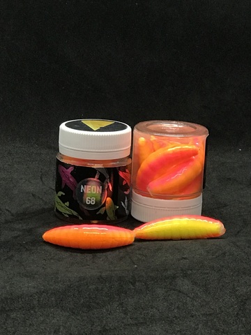 NEON 68 Maggot 46мм (6 шт ) СЫР цвет ОРАНЖ/РОЗ/ЛИМОН  продажа от 2 шт.