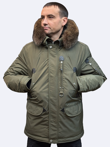 Пуховик зимний хаки