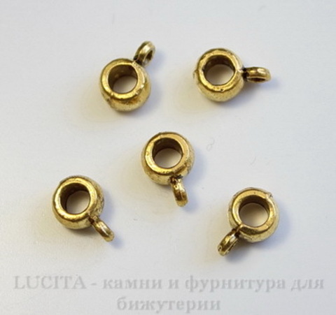 Бейл гладкий (цвет - античное золото) 8,5х4 мм, 5 штук