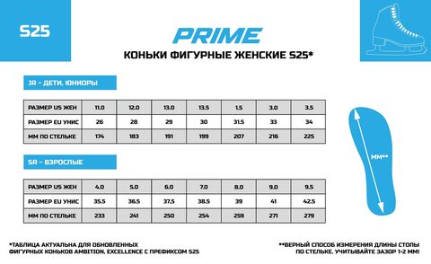 Коньки фигурные женские PRIME Ambition SR 8,5 (263мм)