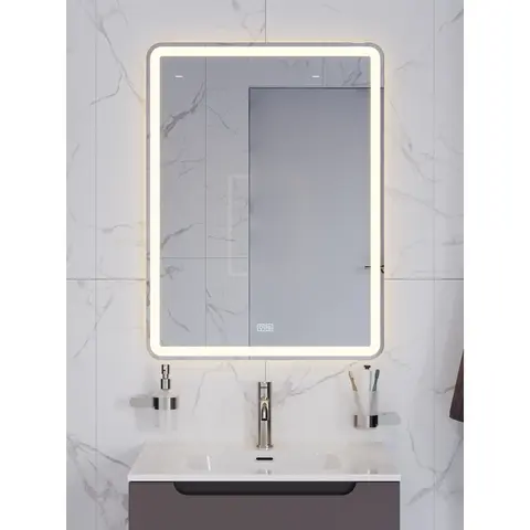 BelBagno SPC-MAR-600-800-LED-3000K-TCH-WARM Зеркало с встроенным светильником, сенсорным выключателем и подогревом, 12V, 220-240V, 600x30x800