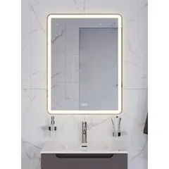 BelBagno SPC-MAR-600-800-LED-3000K-TCH-WARM Зеркало с встроенным светильником, сенсорным выключателем и подогревом, 12V, 220-240V, 600x30x800 фото