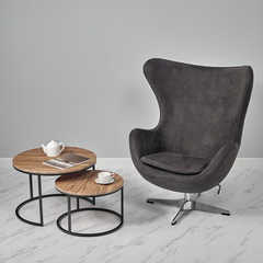 Кресло EGG CHAIR графит, искусственная замша