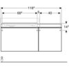 Geberit Citterio 500.562.JJ.1 Тумба для раковины 118.4x55.4x50.4см, черный / глянцевое стекло, темный дуб / меламин, структура дерева