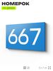 Номер на дверь 667, табличка на дверь для офиса, квартиры, кабинета, аудитории, склада, голубая 120х70 мм, Айдентика Технолоджи