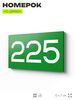 Номер на дверь 225, табличка на дверь для офиса, квартиры, кабинета, аудитории, склада, зеленая 120х70 мм, Айдентика Технолоджи