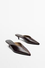 Massimo Dutti Туфли-мюли на каблуке, коричневый
