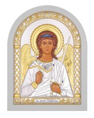 Икона Ангела Хранителя (150х200 мм, Оклад из белого дерева (бук/граб)) — арочная греческая, шелкография на сусальном золоте