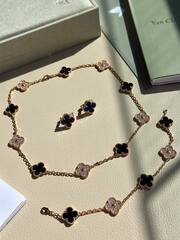 Серьги клевер на английском замке VCA качество yellow VGOLD
