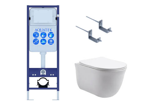 Aquatek SET Aquatek КЛАССИК INS17 SET Aquatek КЛАССИК INS17 (рама Aquatek INS-0000017 +крепление KKI-0000002 +унитаз КЛАССИК AQ1111-00 с тонким сиденьем плавного закрывания)