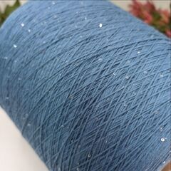 Cotton Sequin One 100% хлопок, пайетка 1мм 1000м/100гр 008 Джинс + серебро