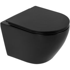 BelBagno BB062CHR-MB/BB062SC-MB Унитаз подвесной безободковый, цвет: чёрный фото