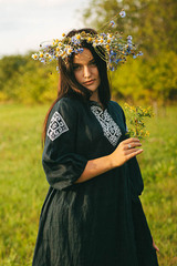 Яночка. Платье льняное с геометрическим орнаментом PL 42-23-06