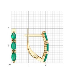 Серьги из золота 585 пробы с изумрудными агатами огранки маркиз