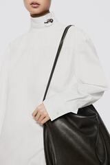 Massimo Dutti Рубашка оверсайз из поплина с высоким воротником - Limited Edition, белый