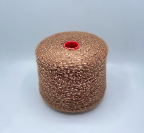 Бобинная пряжа (пр.Италия) 500м/100гр. 15%Мохер 35%Полиамид 40%Хлопок 10%Нейлон , цвет-Светло-коричневый,неоднотонный+люрекс арт.29916