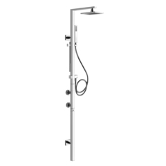 Gessi Rettangolo 23409#031 Термостатический смеситель с верхним душем, авт.переключателем ванна/душ, регулируемой лейкой и шлангом 1,5м, высота 1774мм, цвет: хр фото