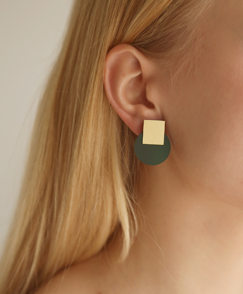 Серьги Sol Studs Dark Green