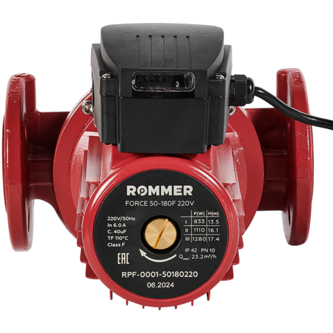 Циркуляционный насос фланцевый трехскоростной ROMMER 50-180F 220V RPF-0001-50180220