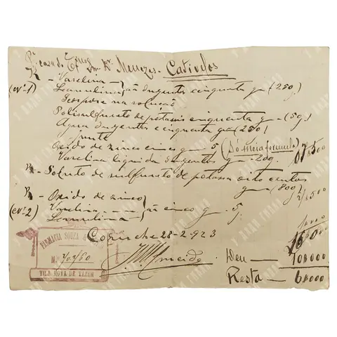 Подлинный рукописный аптечный рецепт, выписанный 28 февраля 1923 года