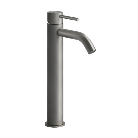 Gessi 316 54009#239 Смеситель для раковины на 1 отверстие, высокий h=305мм, без донного клапана, излив 123мм, цвет: steel brushed