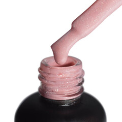 Crystal base Pink PNB/Розовый оттенок базы, светоотражающий с шиммерными частицами
