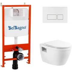 BelBagno Loto BB070CHR/SC/BB026/BB042BL Инсталляция с унитазом и сиденьем, цвет: белый фото