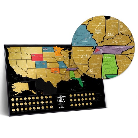 Скретч Карта Travel Map USA Black
