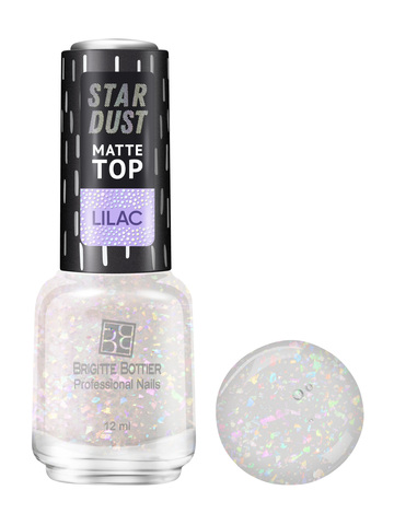 Brigitte Bottier Топовое покрытие для ногтей STAR DUST MATTE TOP lilak 12мл