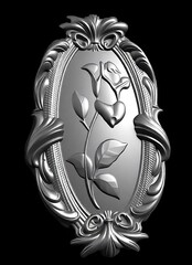Силиконовый молд № 0726 Рамка с розой