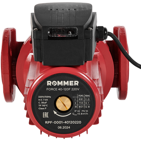 Циркуляционный насос фланцевый ROMMER RPF трехскоростной 40-120F 220V RPF-0001-40120220