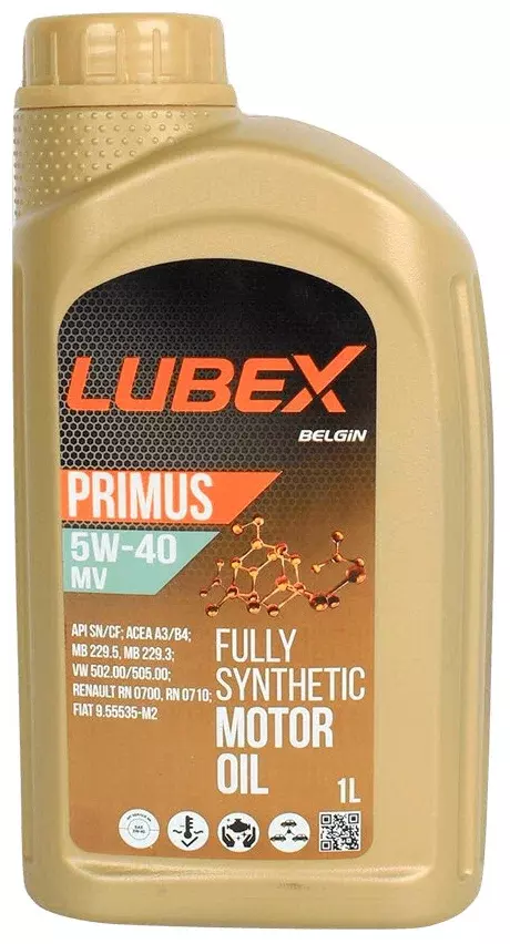 Моторное масло LUBEX PRIMUS MV 5W-40 синтетическое 1 л