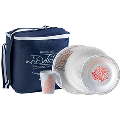 Melamine tableware pack harmony – coral, 4 people – 16 pcs Marine Business