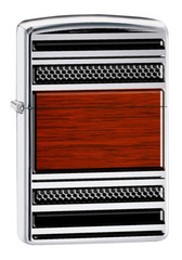 Фото Зажигалка ZIPPO Pipe, латунь с покрытием High Polish Chrome, сталь и дерево, глянцевая, 36х12x56 мм
