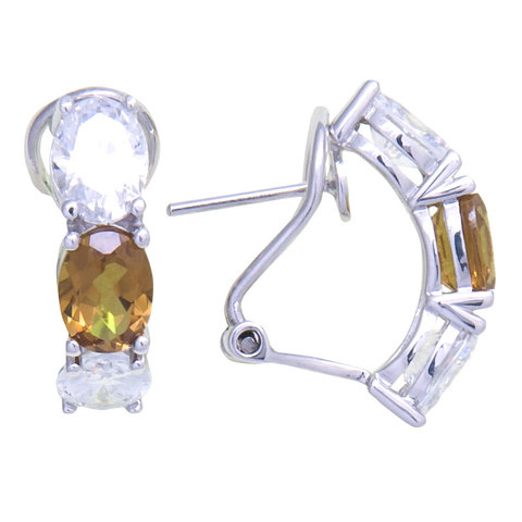 Серьги из серебра с султанитом и цирконом Арт.2163с