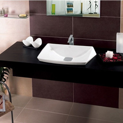 TOTO Jewelhex LW682B#W Раковина 685x490x210(70)мм, полувстраив, без отв.под смеситель и  перелива, без донного клапана DH446VE, с покрытием CeFiONt, цвет:белый фото